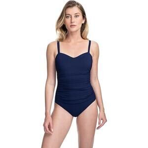 NWT New Profile by Gottex Womens Size 8D Navy Sweetheart Cup One Piece Swimsuit